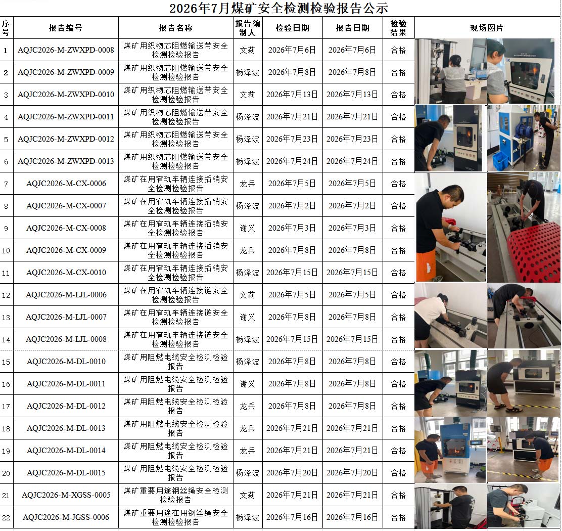 2026年7月检测检验报告公示